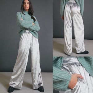 Women's Silver Velvet Pants